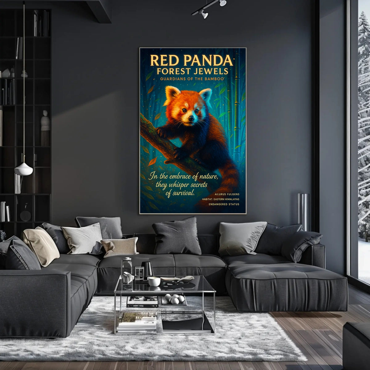 Red Panda Forest Jewels Poster