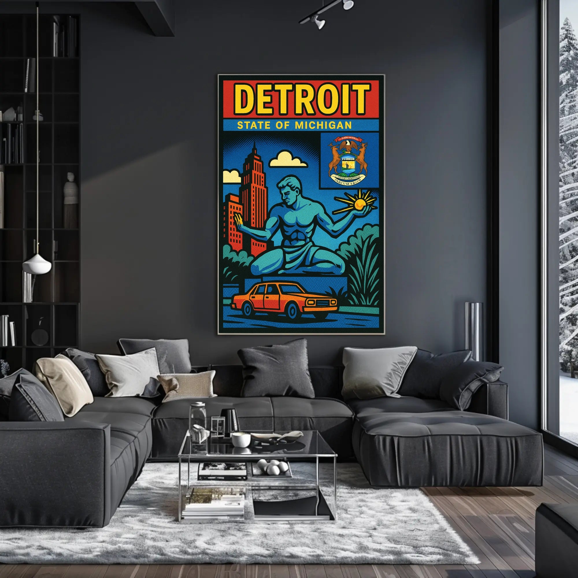 Detroit State of Michigan Poster PosterGoat