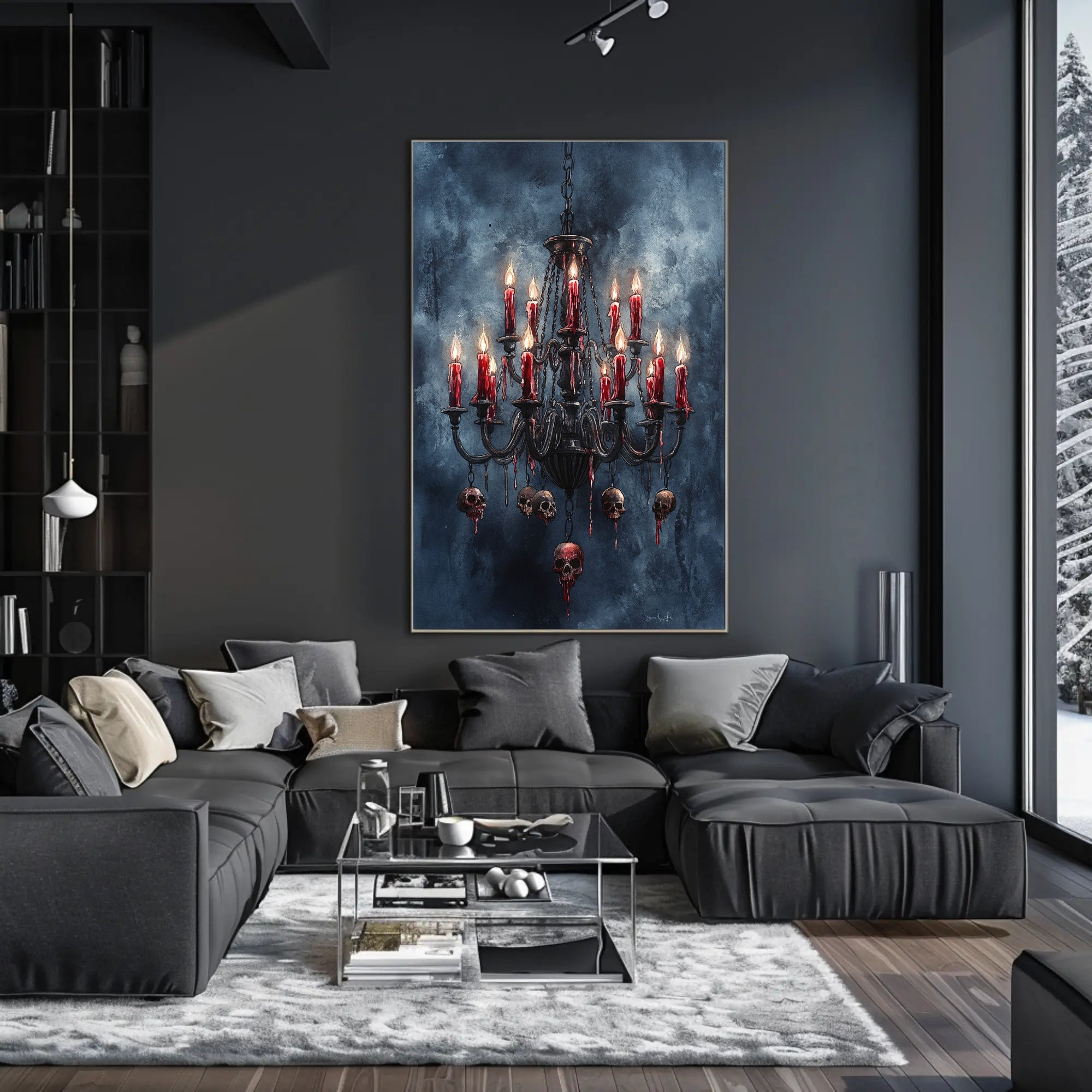 Gothic Chandelier Of Skulls Poster