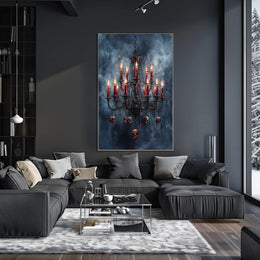 Gothic Chandelier Of Skulls Poster