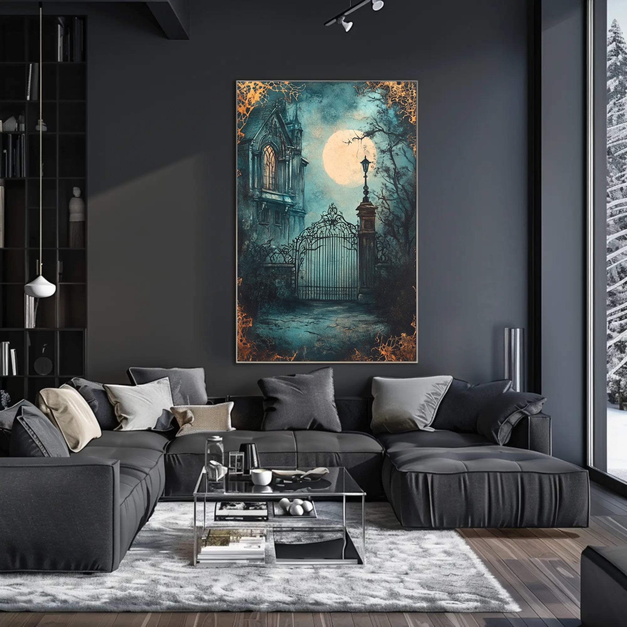 Moonlit Gothic Gate Poster