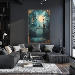 Moonlit Gothic Gate Poster