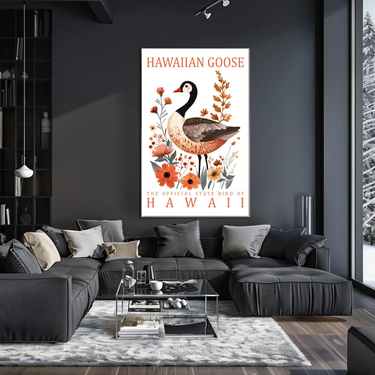 The poster features an illustrated depiction of the Hawaiian Goose, also known as Poster