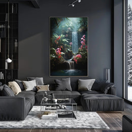 Tropical Waterfall Paradise: An Artistic Nature Poster