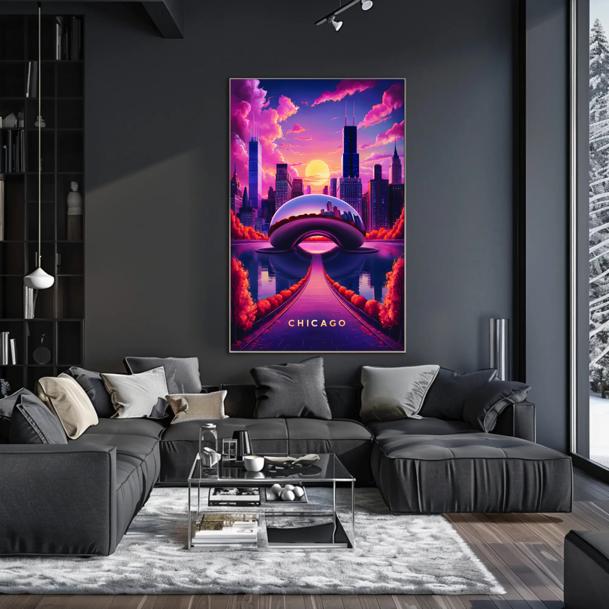 Dreamy Chicago Sunset Poster