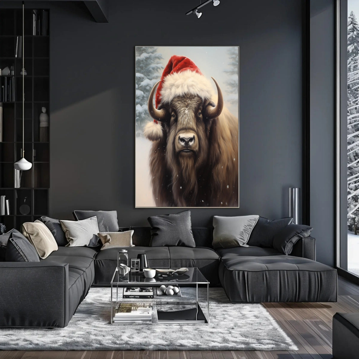 Festive Bison In Winter Wonderland Poster