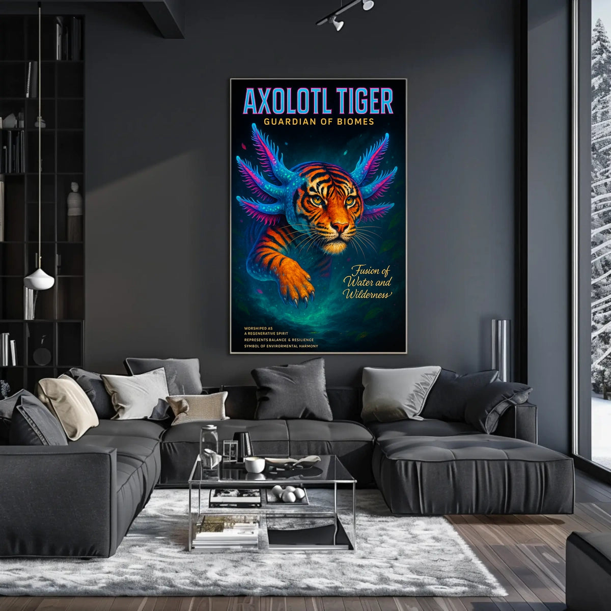 Axolotl Tiger Guardian of Biomes Poster