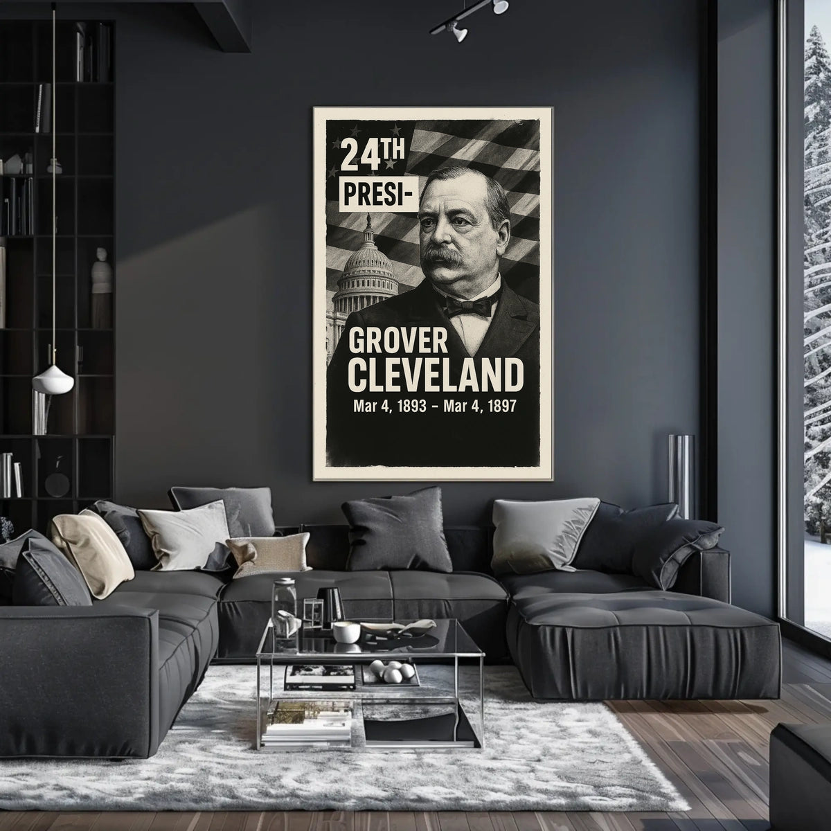 Grover Cleveland Vintage Monochrome Historical or Presidential Poster