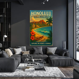 Honolulu Paradise Vintage Poster Tropical Adventure Art