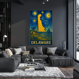 Delaware's Artistic Nightscape Travel Poster