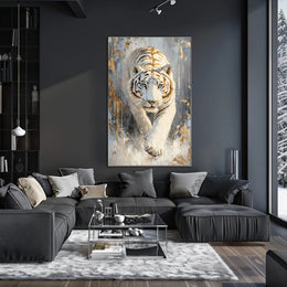 Majestic White Tiger in Motion Animal Poster