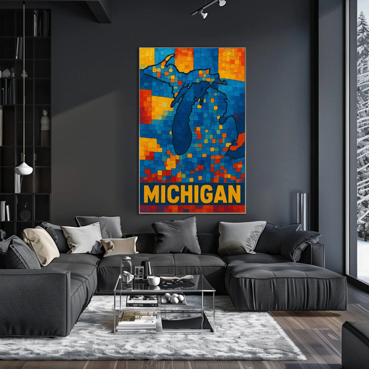 Mosaic Map of Michigan Poster