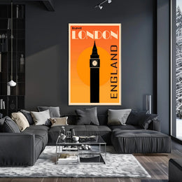 Big Ben Silhouette Image with Scenic UK Travel Poster