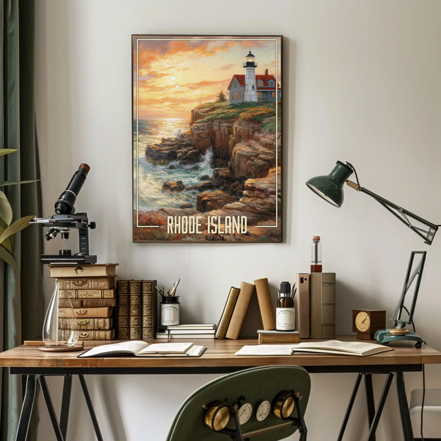Vintage Poster - Rhode Island Lighthouse United States