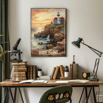 Vintage Poster - Rhode Island Lighthouse United States