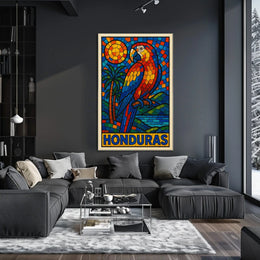 Honduras Vibrant Parrot Mosaic Poster