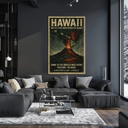 Hawaii Islands Vintage Volcano Adventure Poster
