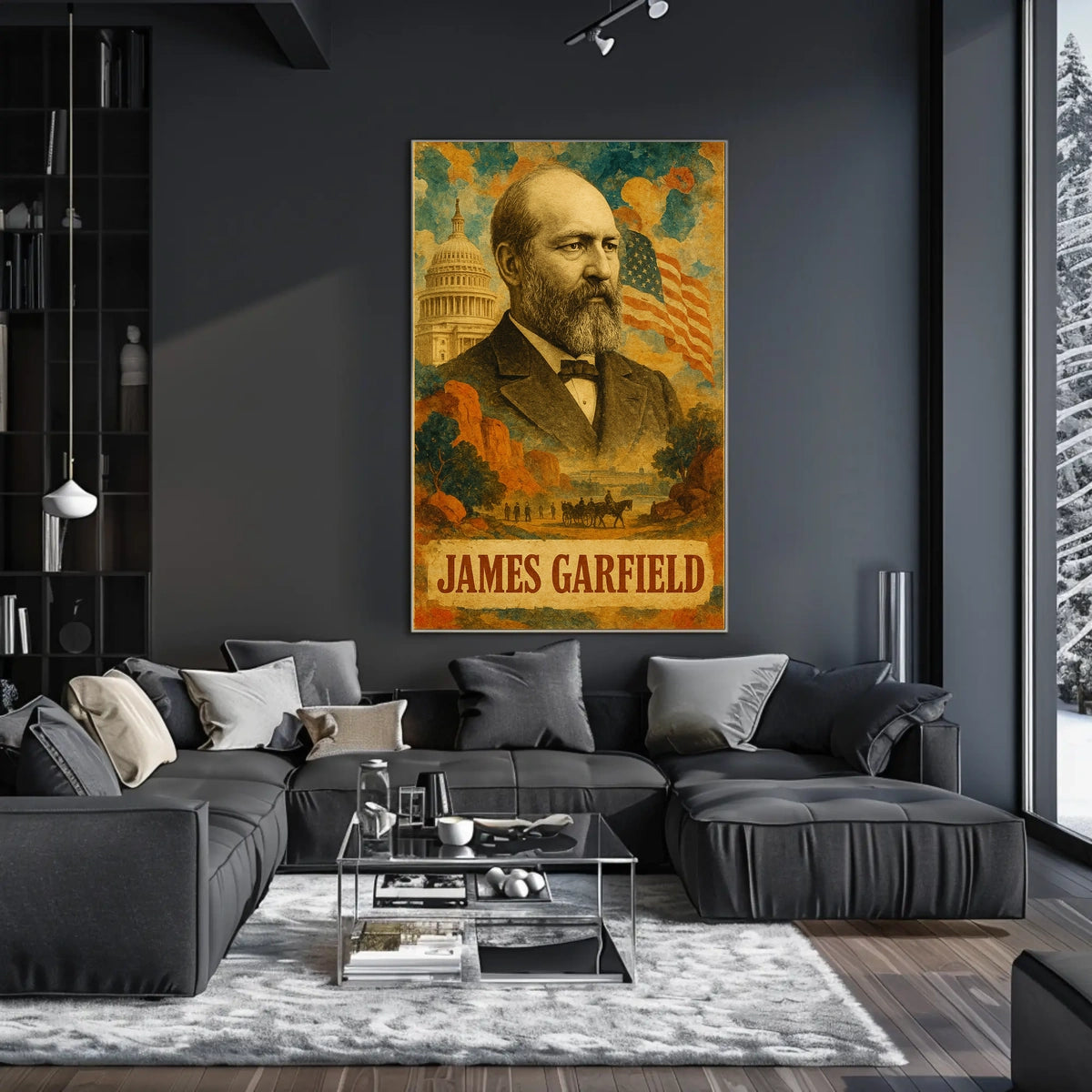James A. Garfield 20th President of the United States Layered Digital Collage Poster