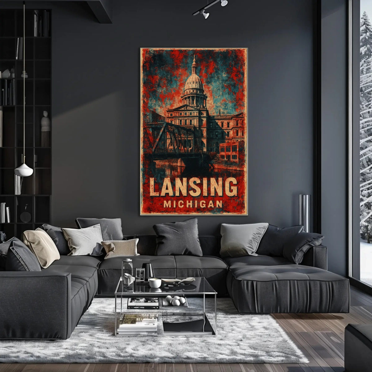 Lansing, Michigan Capitol Art Poster