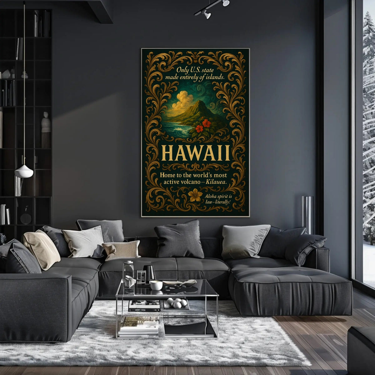 Hawaii Vintage Poster: Scenic Mountains and Ocean View