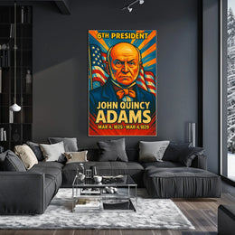 John Quincy Adams 6th President of the United States Colorful Comic Book Style Poster