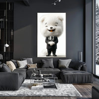 Elegant Anthropomorphic Dog Cartoon in Formal Suit Poster PosterGoat