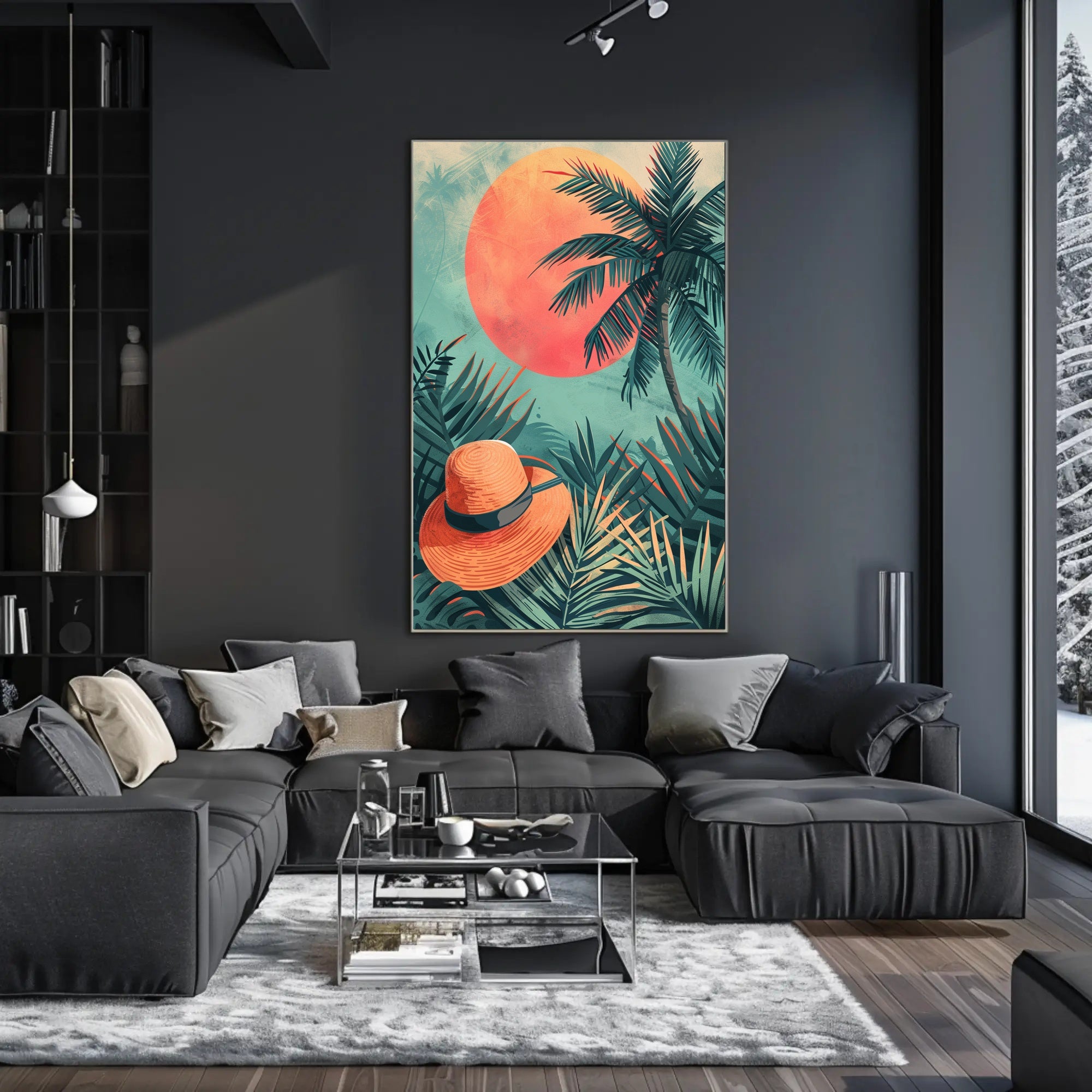 Panda Relaxing on Watermelon Art Poster PosterGoat