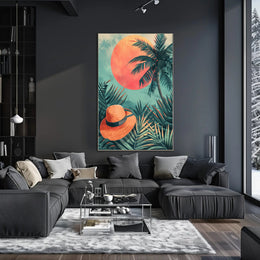 Panda Relaxing on Watermelon Art Poster PosterGoat