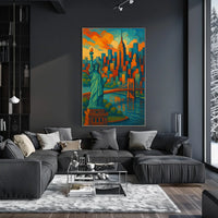 New York City Poster Abstract Vibrant Skyline Wall Art