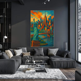New York City Poster Abstract Vibrant Skyline Wall Art