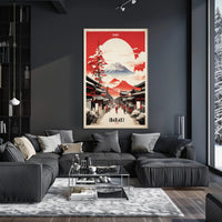 Traditional Japanese Street Scene Travel Poster