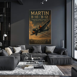 Martin B-10/B-12 Aircraft Vintage Aviation Innovation Poster