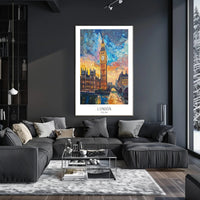London Sunset Cityscape with Big Ben Urban or Cityscape Poster PosterGoat