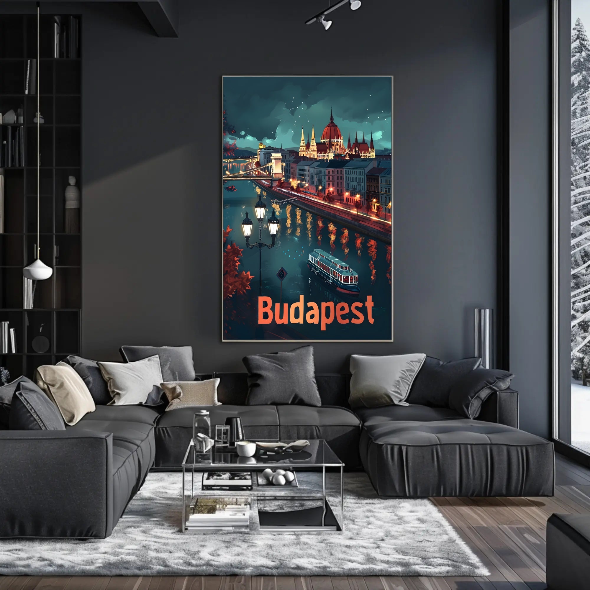 Budapest Nightscapes: Illuminated Cityscape Art Urban or Cityscape Poster
