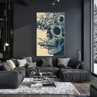 Surreal Skull Art Poster with Vintage Eerie Design