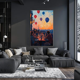 rooftop barbecue at sunset Poster