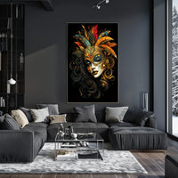 Masquerade Mystery Surrealism Vibrant Feathers Poster