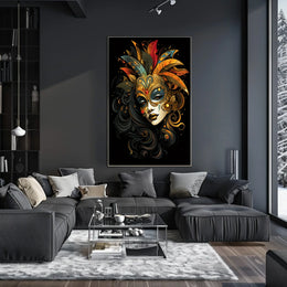 Masquerade Mystery Surrealism Vibrant Feathers Poster