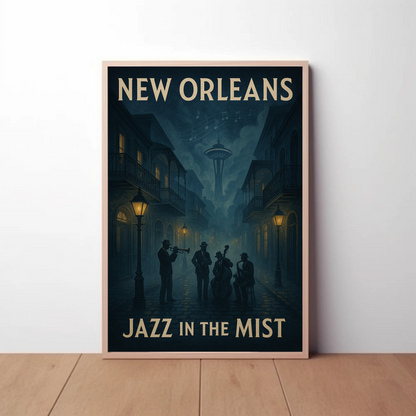 New Orleans Jazz Mist Travel Poster
