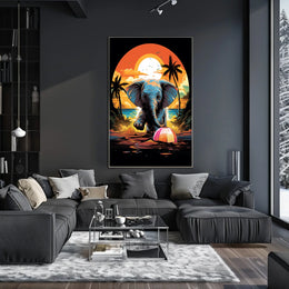 Elephant Paradise At Sunset Poster