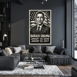 Barack Obama 44th President of the United States B & W Comic Sketch Poster