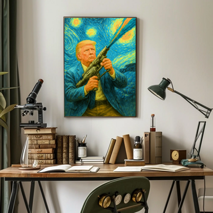 Trump Van Gough Starry Night Vintage Poster