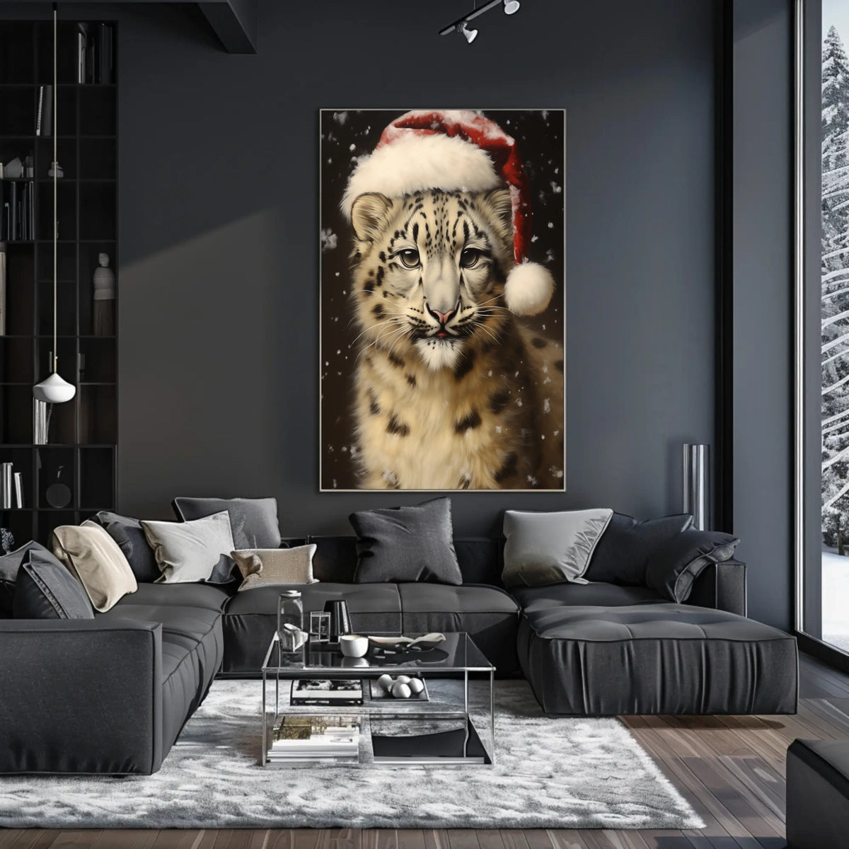 Festive Snow Leopard Poster