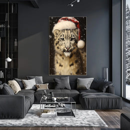 Festive Snow Leopard Poster