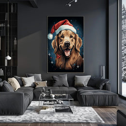Golden Retriever Festive Christmas Poster: Cheerful Holiday Art