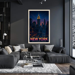 New York Nightscape Dreams Skyline Poster Modern Wall Art