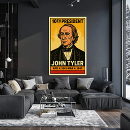 John Tyler 10th President of the United States Inked Comic Style Poster