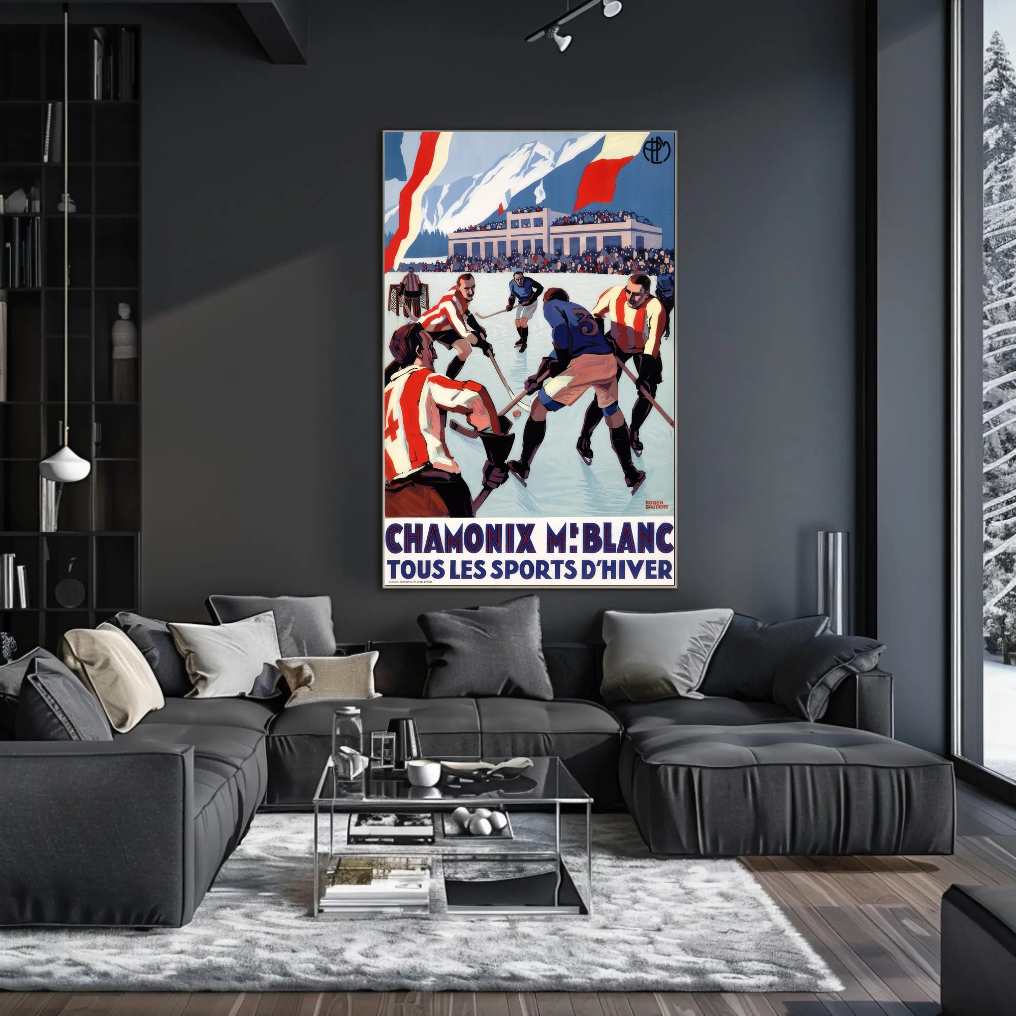 Chamonix Mont Blanc Vintage Sports Scene Poster PosterGoat