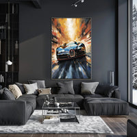 High-Speed Car in Urban Environment Futuristic Sci-Fi Poster