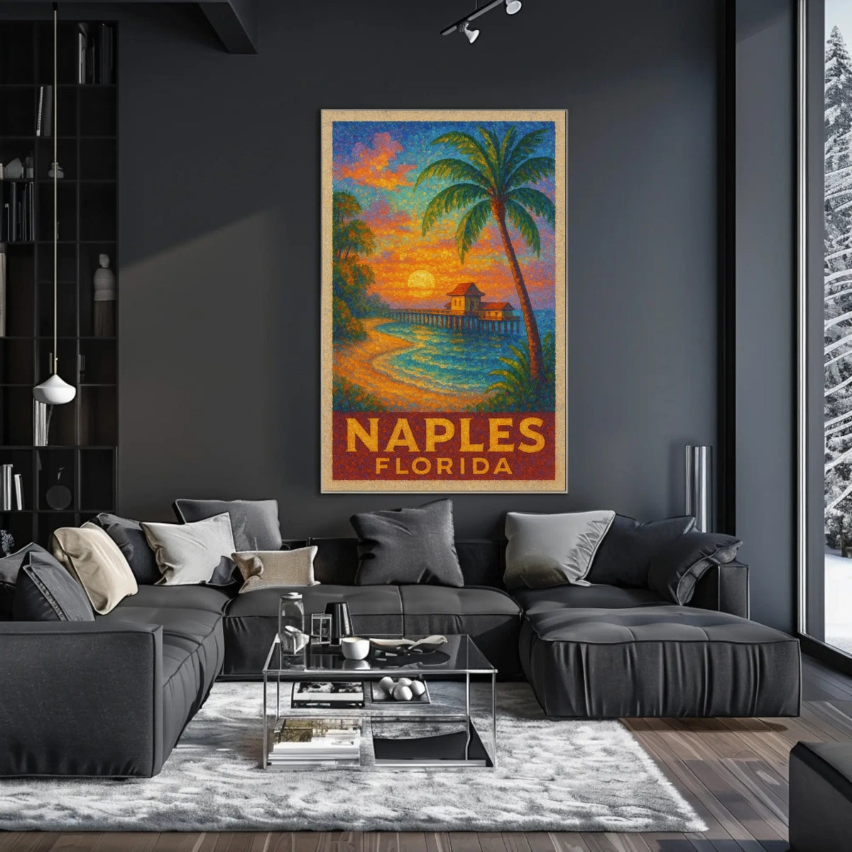 Naples Florida Sunset Poster Wall Art 18x24 Coastal Decor